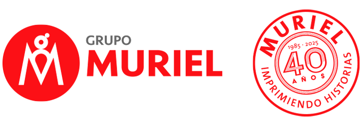 Empresa de artes gráficas e Impresión digital | Gráficas Muriel | | LOGO MURIEL SELLO 40A ROJO